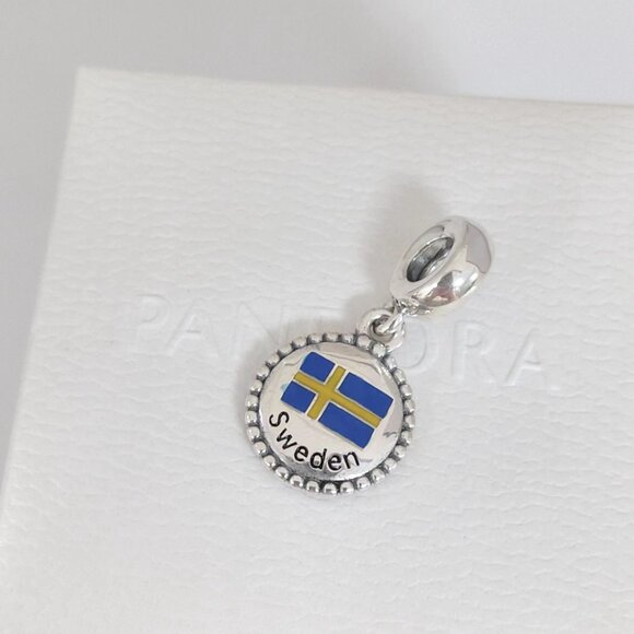 Pandora Sweden Flag Exclusive Dangle Charm S925 Silver with box - Picture 7 of 10